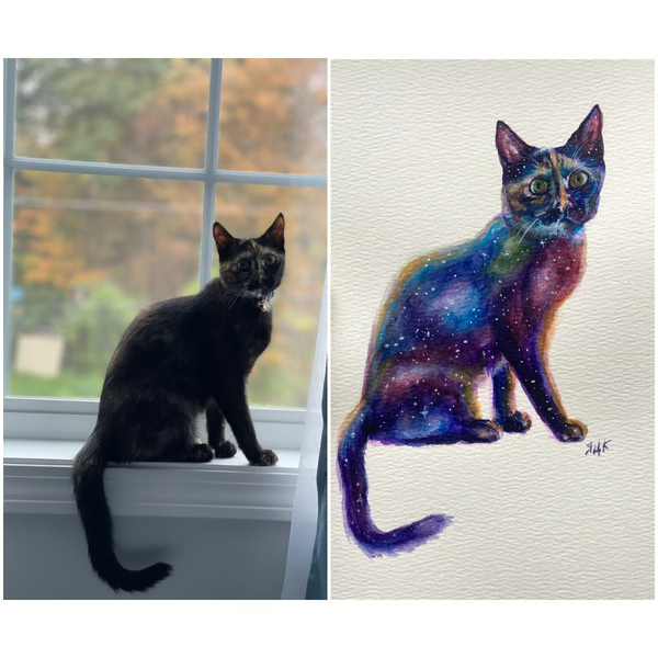 Original Custom Watercolor Pet Portrait From Photo, Original Painting