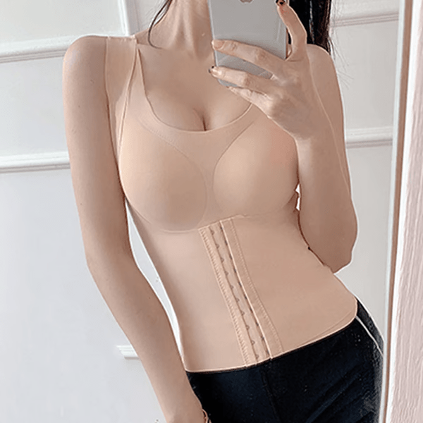 Breathable Waist Trainer Bra Shapewear | 4-In-1 Waist Buttoned Bra | Adjustable Waist Trainer with Bra