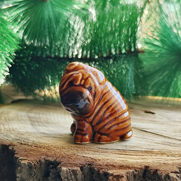 figurine Shar Pei puppy ceramics handmade, statuette porcelain