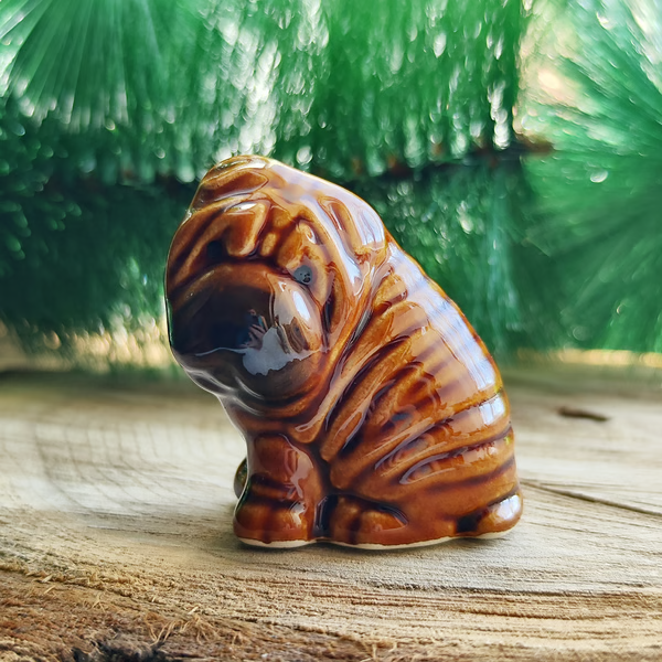 figurine Shar Pei puppy ceramics handmade, statuette porcelain
