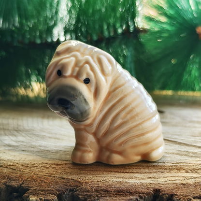 figurine Shar Pei puppy ceramics handmade, statuette porcelain
