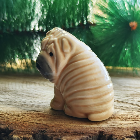 figurine Shar Pei puppy ceramics handmade, statuette porcelain