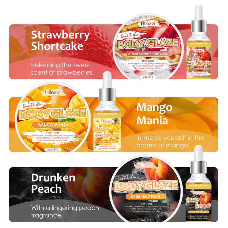 Strawberry Glow Body Glaze & Oil – Hydrating Body Lotion and Massage Oil for Silky, Radiant Skin