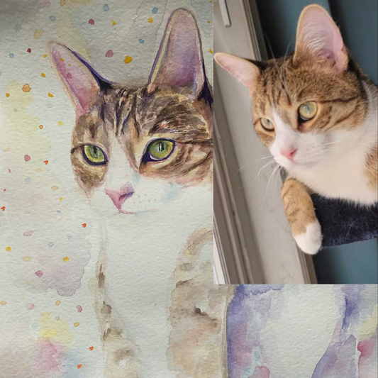 Original Custom Watercolor Pet Portrait From Photo, Original Painting