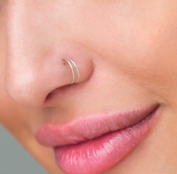 Single Piercing Double Hoop Nose Ring