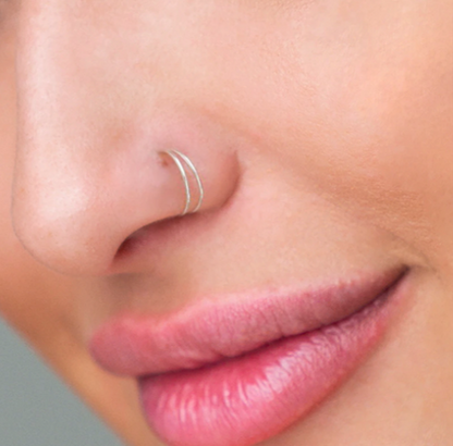 Single Piercing Double Hoop Nose Ring