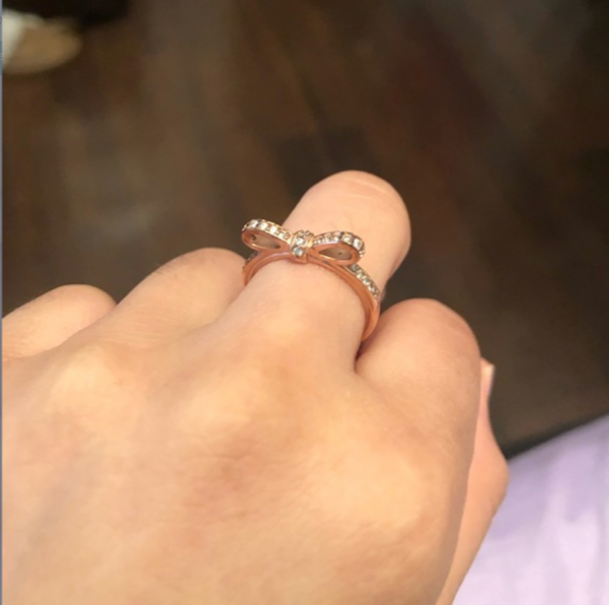 Sparkling Rose Gold Bow Ring