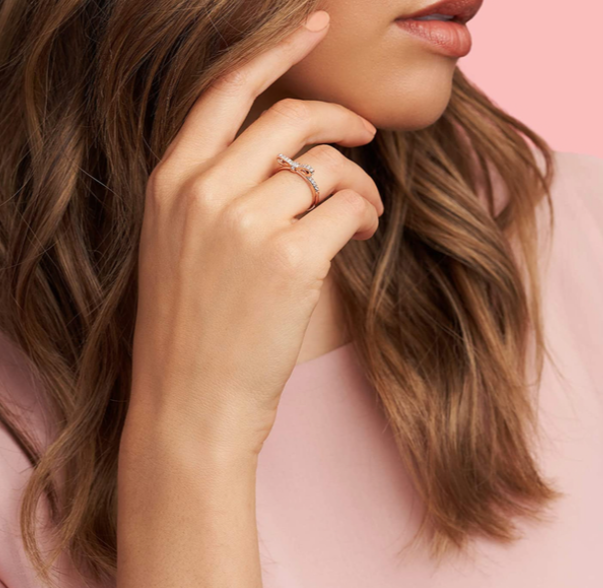 Sparkling Rose Gold Bow Ring